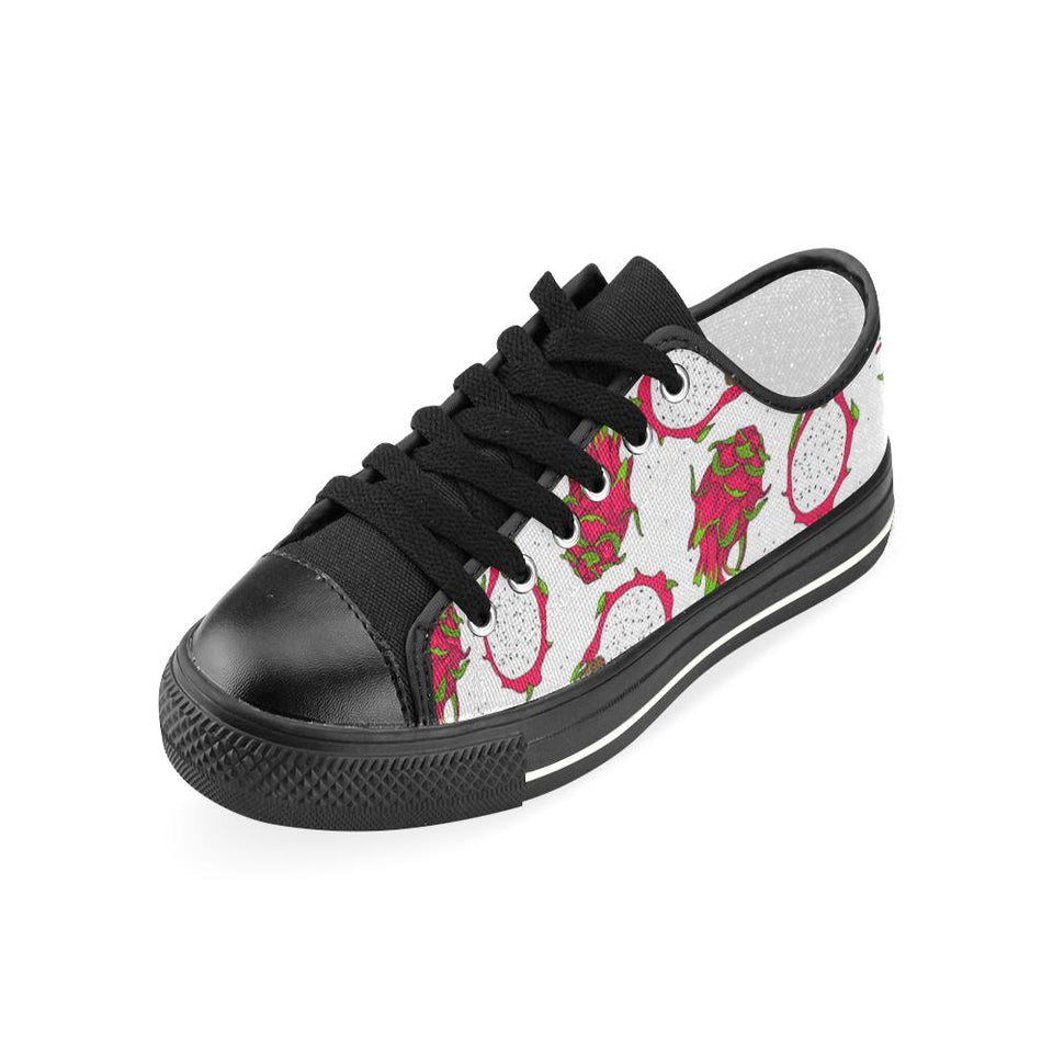 dragon fruits white background Kids' Boys' Girls' Low Top Canvas Shoes Black