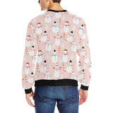 Cute snowman christmas tree snowpink background Men's Crew Neck Sweatshirt