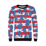 American football ball star stripes pattern Women's Crew Neck Sweatshirt