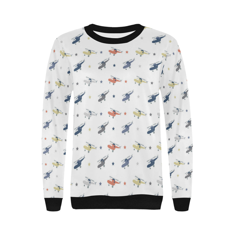 Cute helicopter star pattern Women's Crew Neck Sweatshirt
