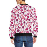 pink sketch tulip pattern Men's Crew Neck Sweatshirt