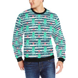 Cute octopuses heart striped background Men's Crew Neck Sweatshirt