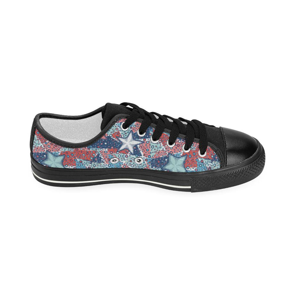 Hand drawn colorful starfish Kids' Boys' Girls' Low Top Canvas Shoes Black