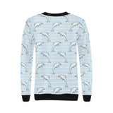 Dolphin blue striped background Women's Crew Neck Sweatshirt