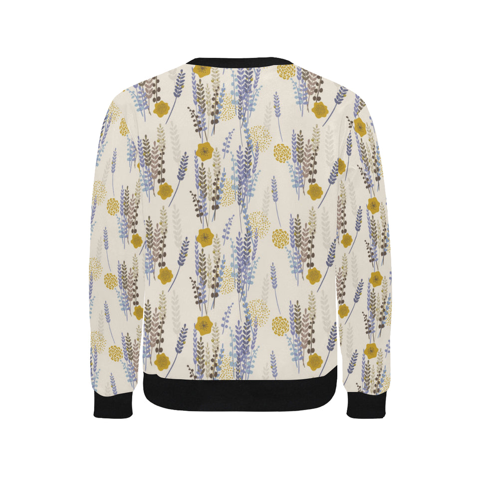 Lavender modern pattern blackground Men's Crew Neck Sweatshirt