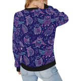 Cute owls pattern boho style ornament Women's Crew Neck Sweatshirt