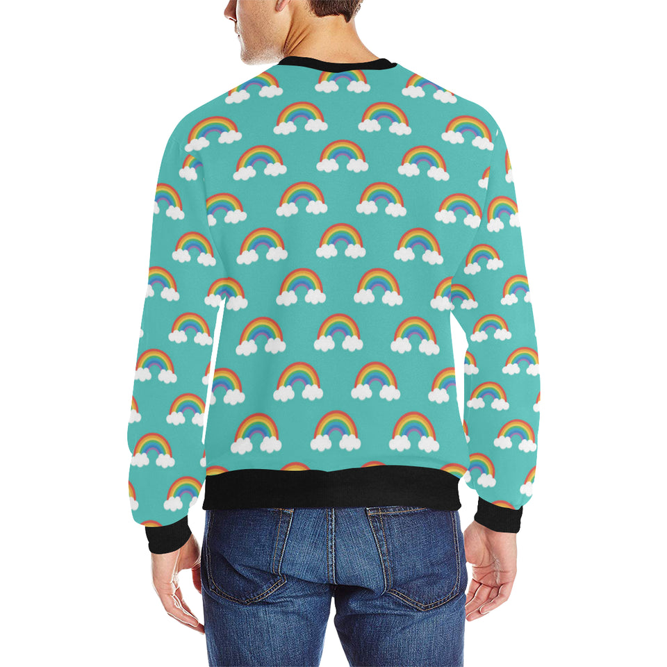 Rainbow pattern green background Men's Crew Neck Sweatshirt