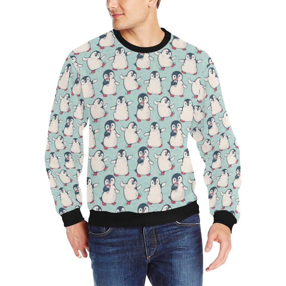 Cute Penguin pattern Men's Crew Neck Sweatshirt