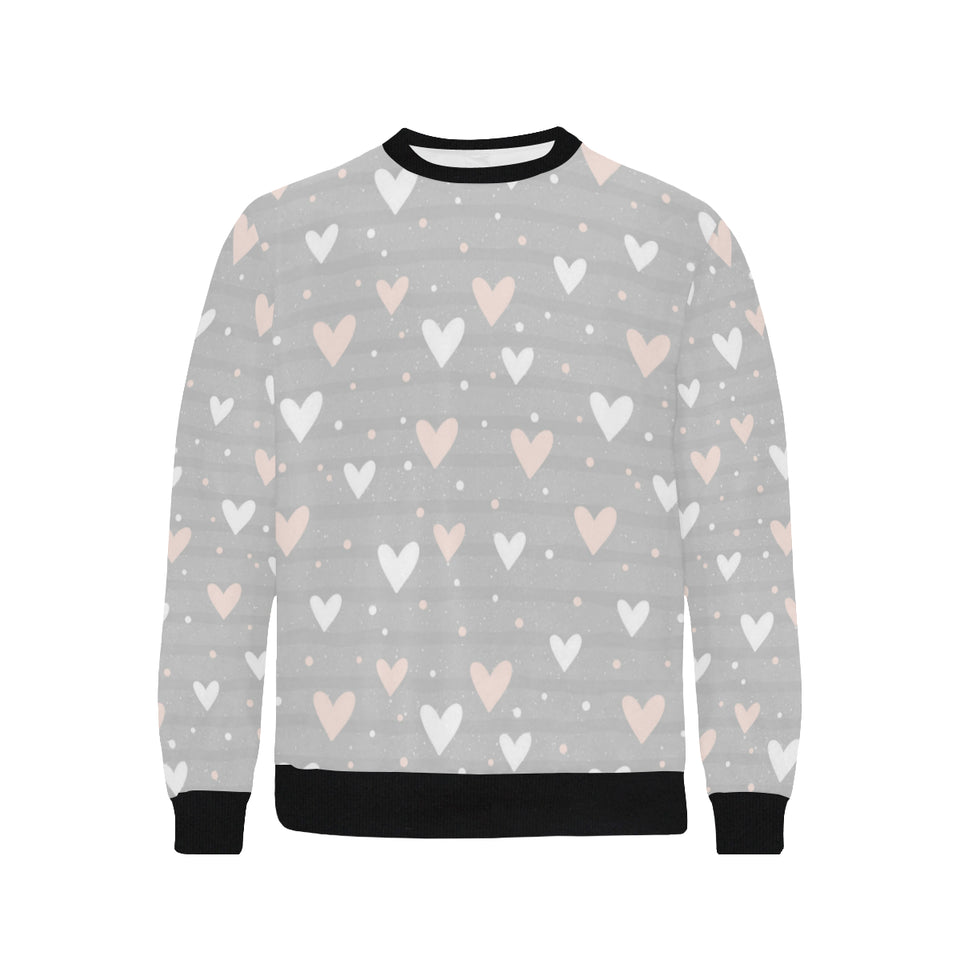 Heart pattern gray background Men's Crew Neck Sweatshirt