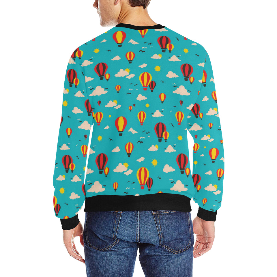Hot Air Balloon Sky Pattern Men's Crew Neck Sweatshirt