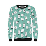 Cute sheep green background Women's Crew Neck Sweatshirt