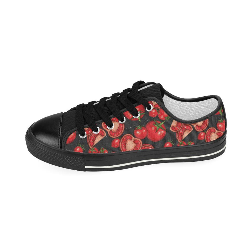 Tomato black background Kids' Boys' Girls' Low Top Canvas Shoes Black