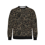 luxurious gold lotus waterlily black background Men's Crew Neck Sweatshirt