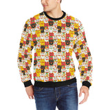 Colorful Maneki neko cat pattern Men's Crew Neck Sweatshirt