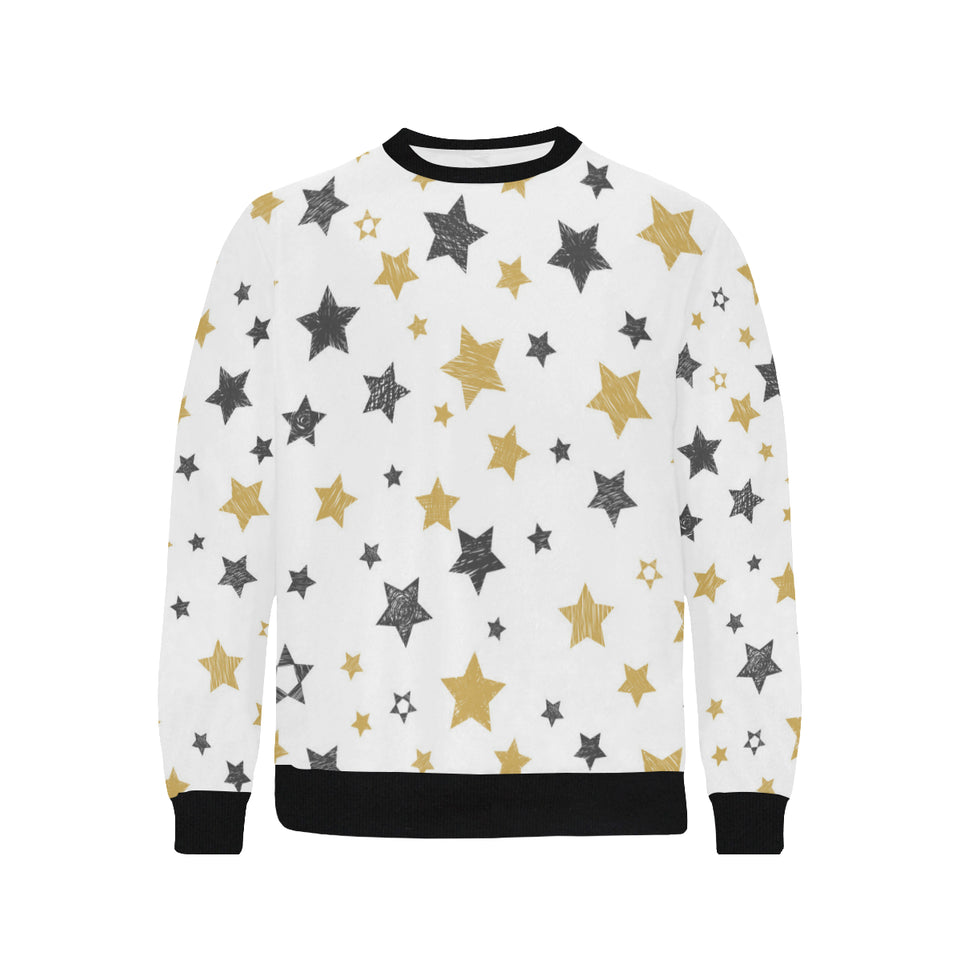 hand drawn gold black star pattern Men's Crew Neck Sweatshirt