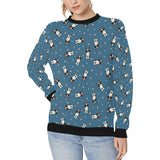Cute boston terrier dog spattern Women's Crew Neck Sweatshirt
