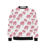 Pink lotus waterlily pattern Men's Crew Neck Sweatshirt