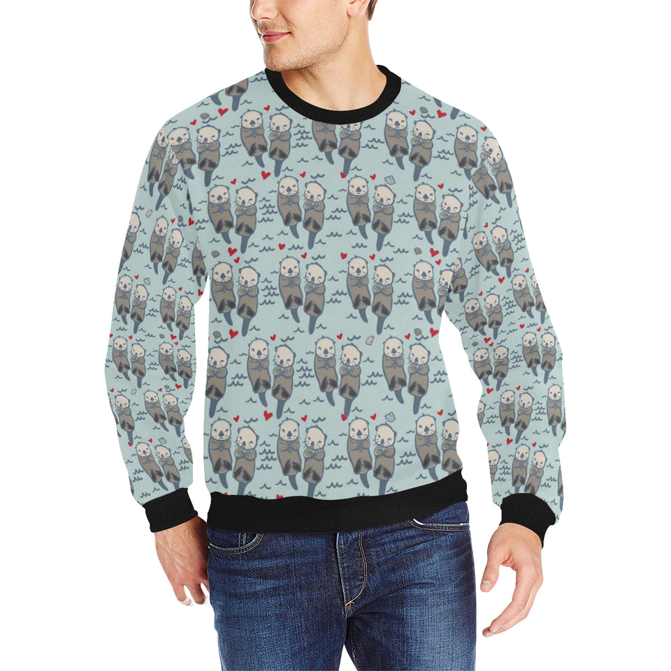 Lovely Sea Otter Pattern Men's Crew Neck Sweatshirt