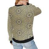 arabic star gold pattern Women's Crew Neck Sweatshirt