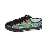 heliconia palm and monstera  leaves pattern Kids' Boys' Girls' Low Top Canvas Shoes Black