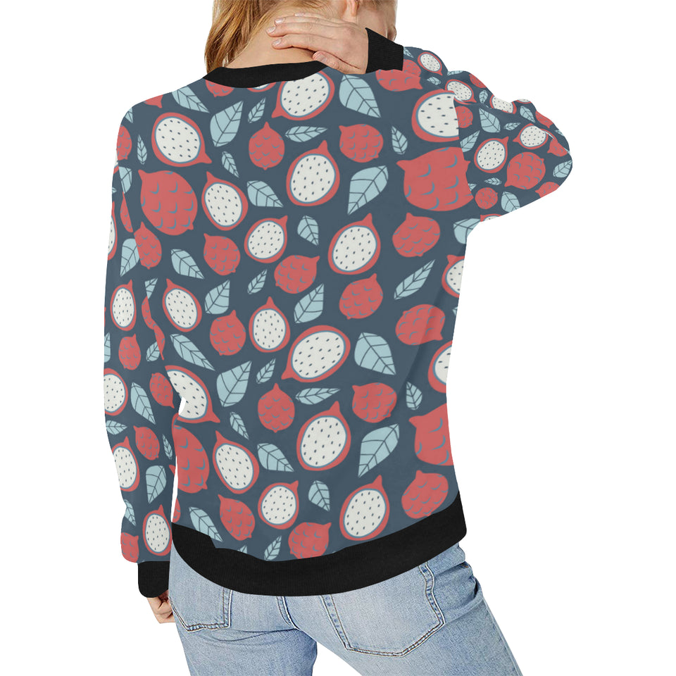 dragon fruits dark blue background Women's Crew Neck Sweatshirt