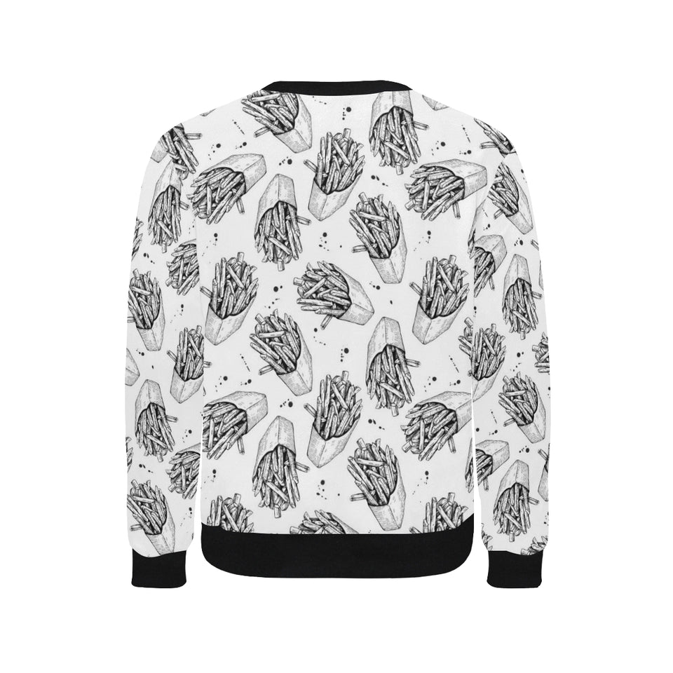 Hand drawn french fries pattern Men's Crew Neck Sweatshirt