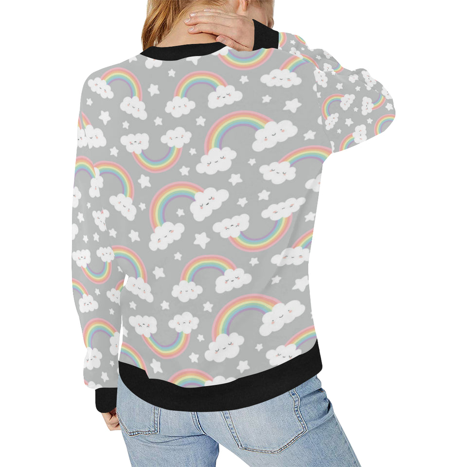 Cute rainbow clound star pattern Women's Crew Neck Sweatshirt