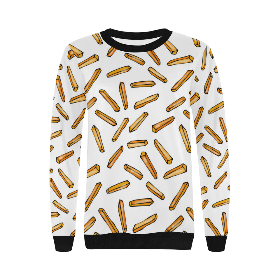French fries potato pattern Women's Crew Neck Sweatshirt