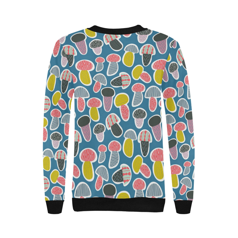 Colorful mushroom design pattern Women's Crew Neck Sweatshirt