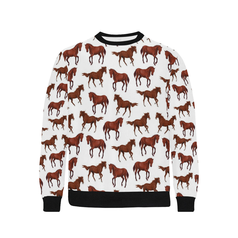 Horses running pattern background Men's Crew Neck Sweatshirt