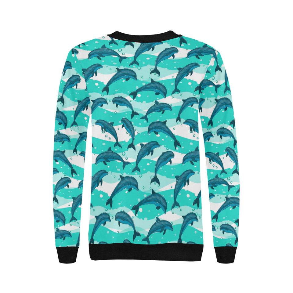 Dolphin sea pattern Women's Crew Neck Sweatshirt