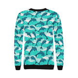 Dolphin sea pattern Women's Crew Neck Sweatshirt