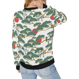 Bonsai red sun japanese pattern Women's Crew Neck Sweatshirt
