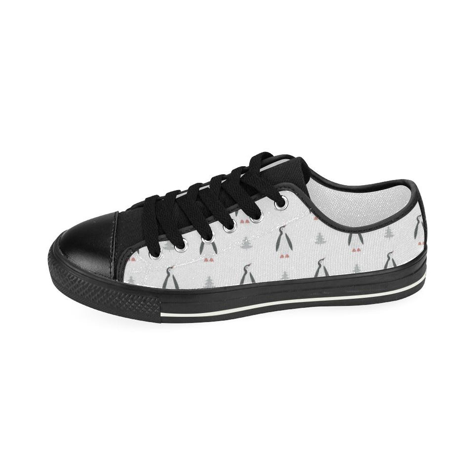 Penguin pattern Kids' Boys' Girls' Low Top Canvas Shoes Black