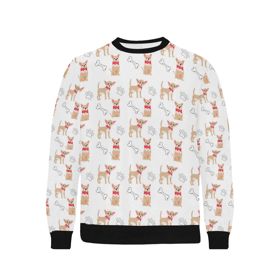 Chihuahua bone paw pattern Men's Crew Neck Sweatshirt