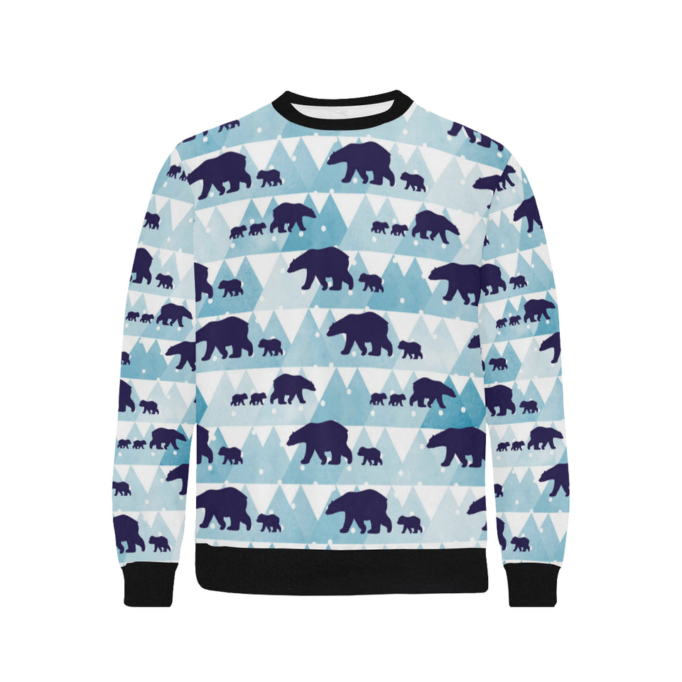 polar bear winter snow pattern Men's Crew Neck Sweatshirt