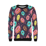 Colorful donut glaze pattern Women's Crew Neck Sweatshirt