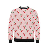 cherry pattern pink background Men's Crew Neck Sweatshirt