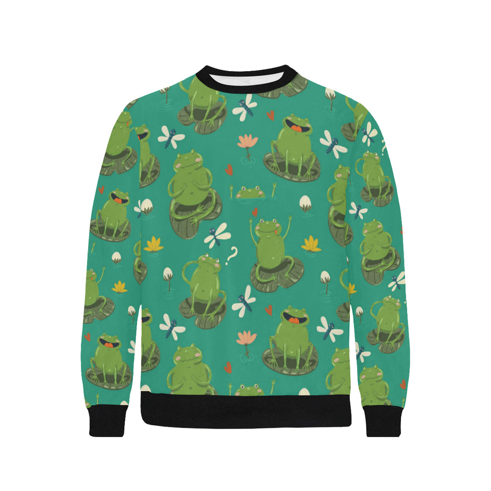 Cute frog dragonfly design pattern Men's Crew Neck Sweatshirt
