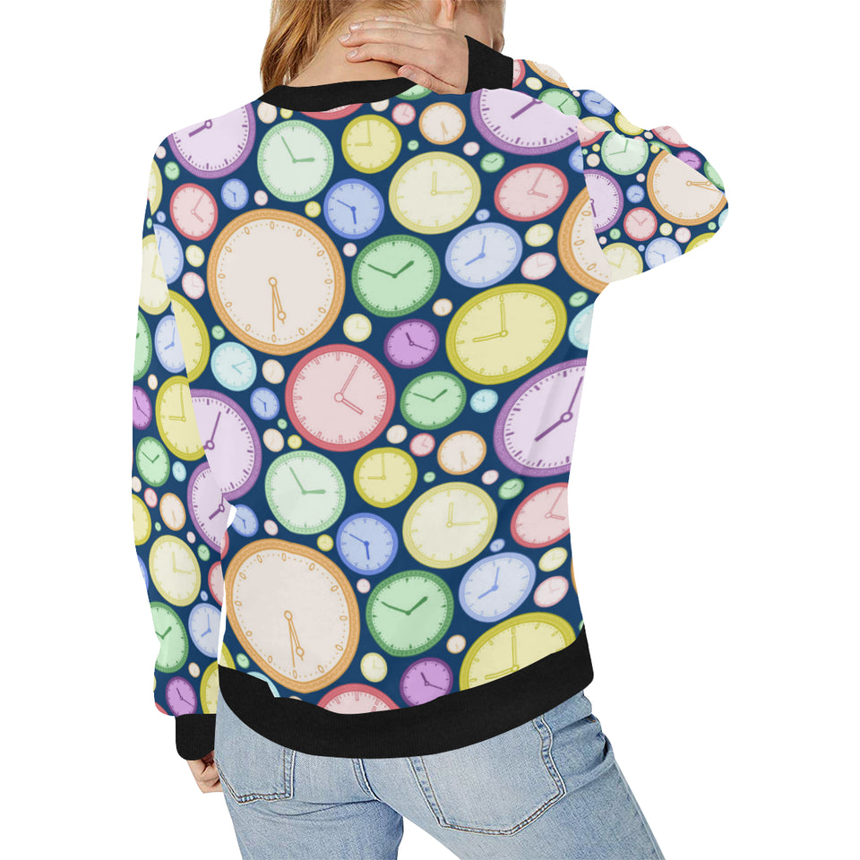 Colorful clock background Women's Crew Neck Sweatshirt