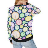Colorful clock background Women's Crew Neck Sweatshirt