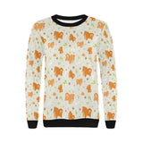 Cute brown pomeranian paw leave bone pattern Women's Crew Neck Sweatshirt