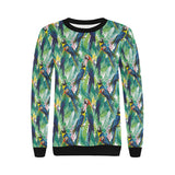 Colorful parrot exotic flower leaves Women's Crew Neck Sweatshirt
