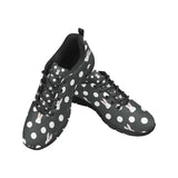Cute white rabbit polka dots black background Women's Sneaker Shoes
