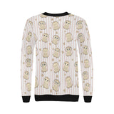 cute owl leaf Women's Crew Neck Sweatshirt