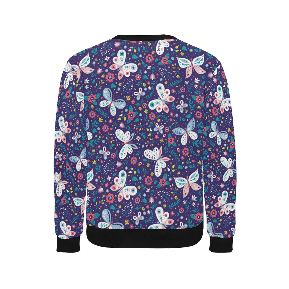 Colorful butterfly flower pattern.eps Men's Crew Neck Sweatshirt