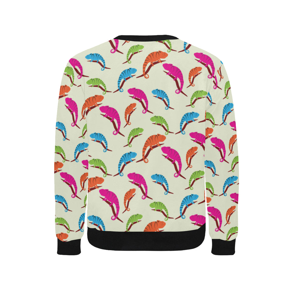Colorful Chameleon lizard pattern Men's Crew Neck Sweatshirt