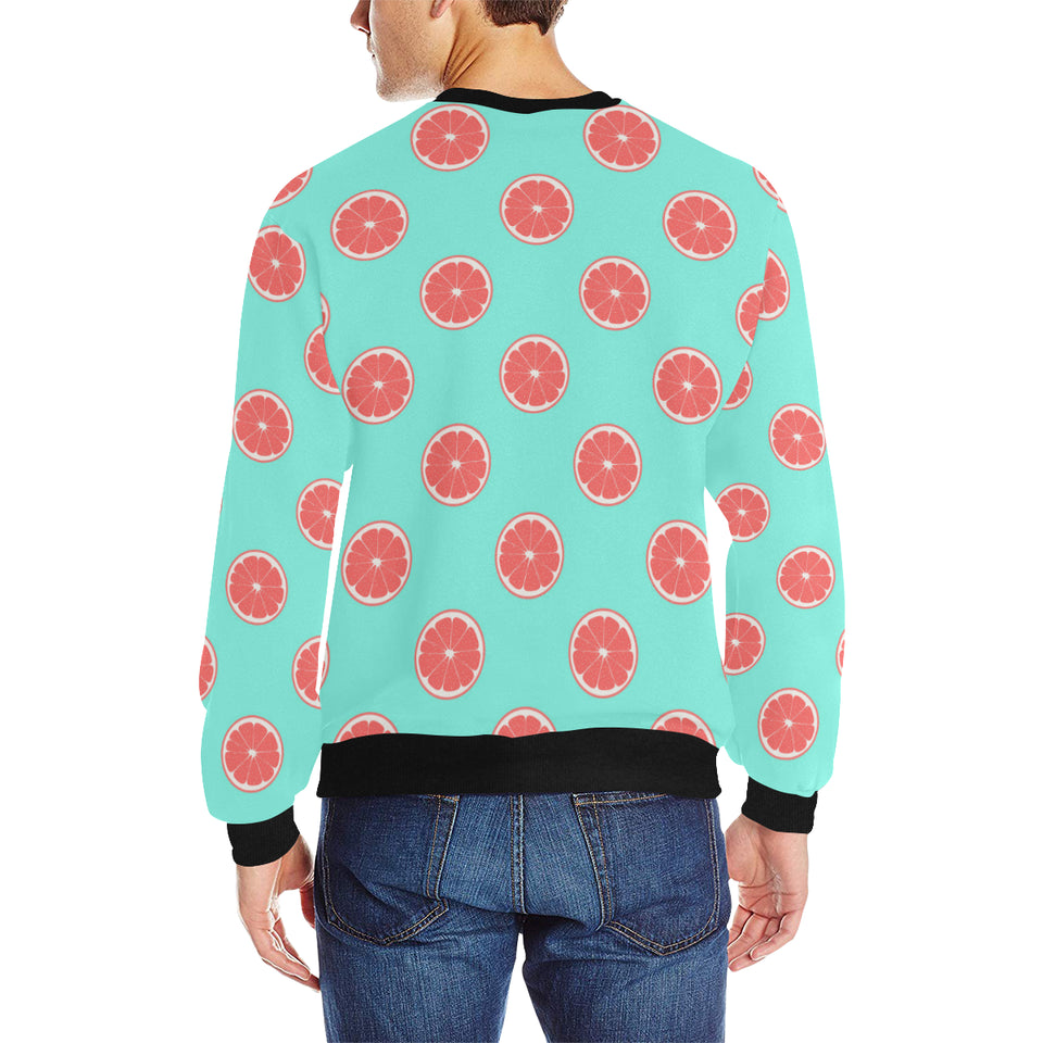 Grapefruit green background Men's Crew Neck Sweatshirt