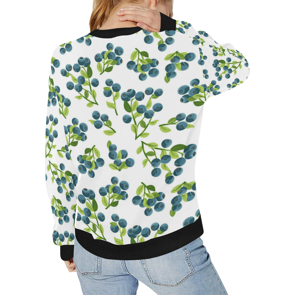 blueberry white background Women's Crew Neck Sweatshirt