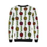 colorful apples leave zebra stripe Women's Crew Neck Sweatshirt
